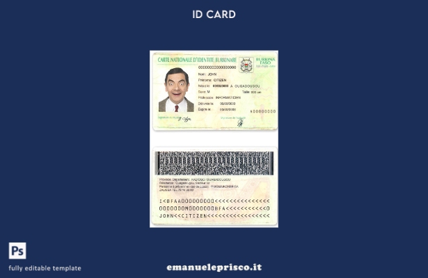 modello ID Burkina Faso in stile verificato